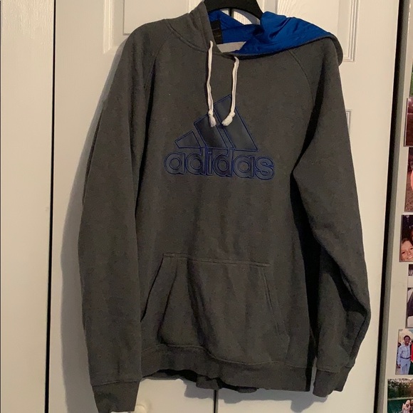 adidas Tops - Grey and Blue Adidas hoodie